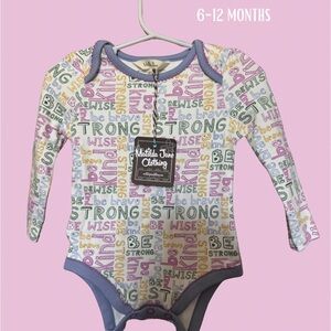 Matilda Jane Bodysuit Light Gray with STRONG Typography